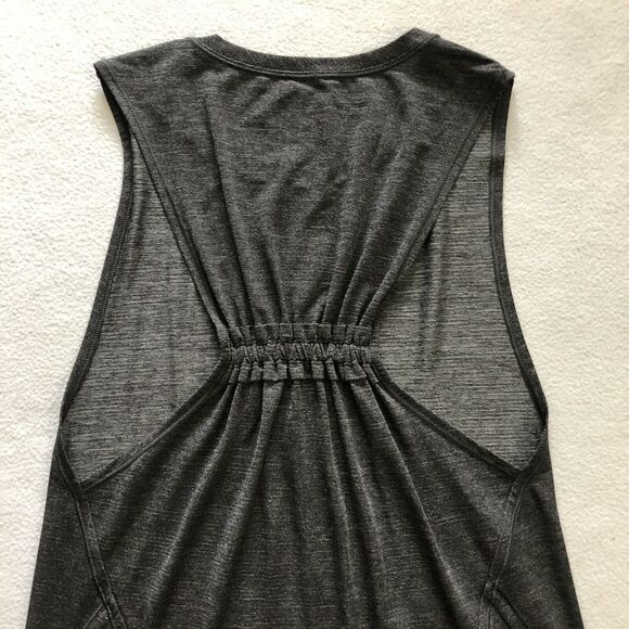 Lululemon Women In A Cinch Tank Heathered Black Racerback Pleated Gathered Top 4 - Picture 6 of 7
